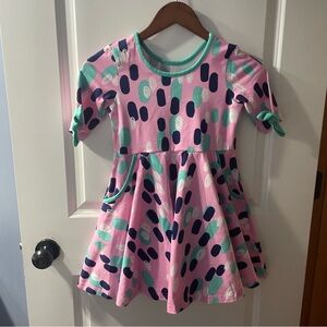 Eleanor Rose Pink and Thumbprint Patterned Dress
